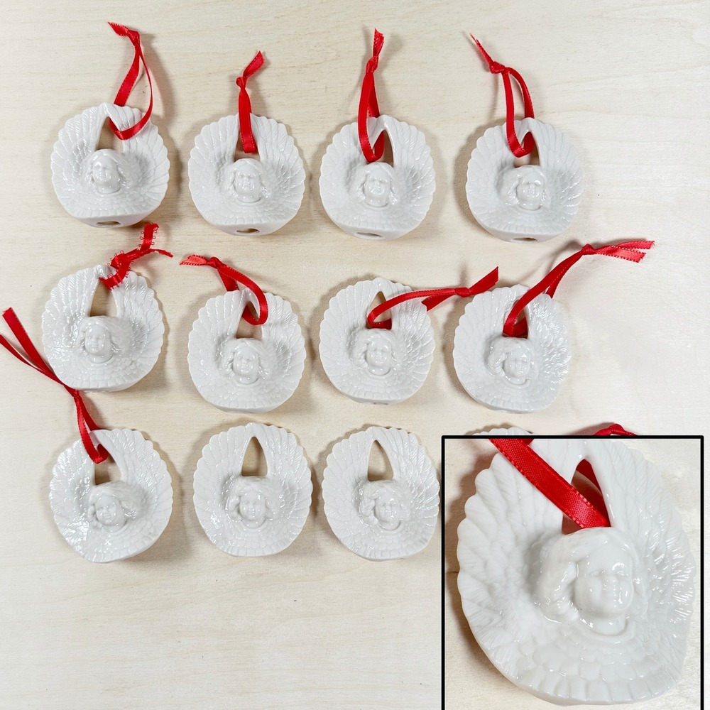 Vintage West German Porcelain Cherub Wing Angel Ornaments Lot 12 Dresden Style